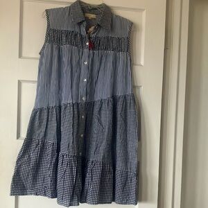 Blue and White Striped Kids Dress